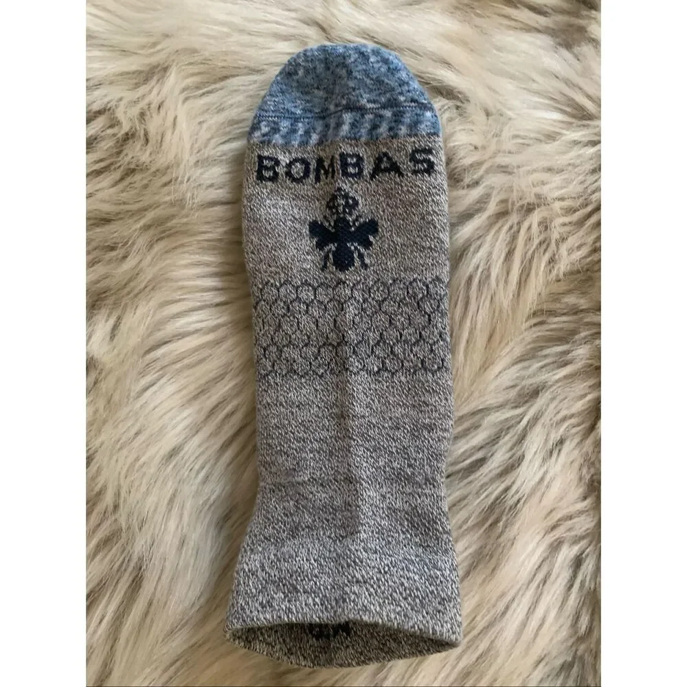 Bombas Gray and Blue Ankle Compression Socks